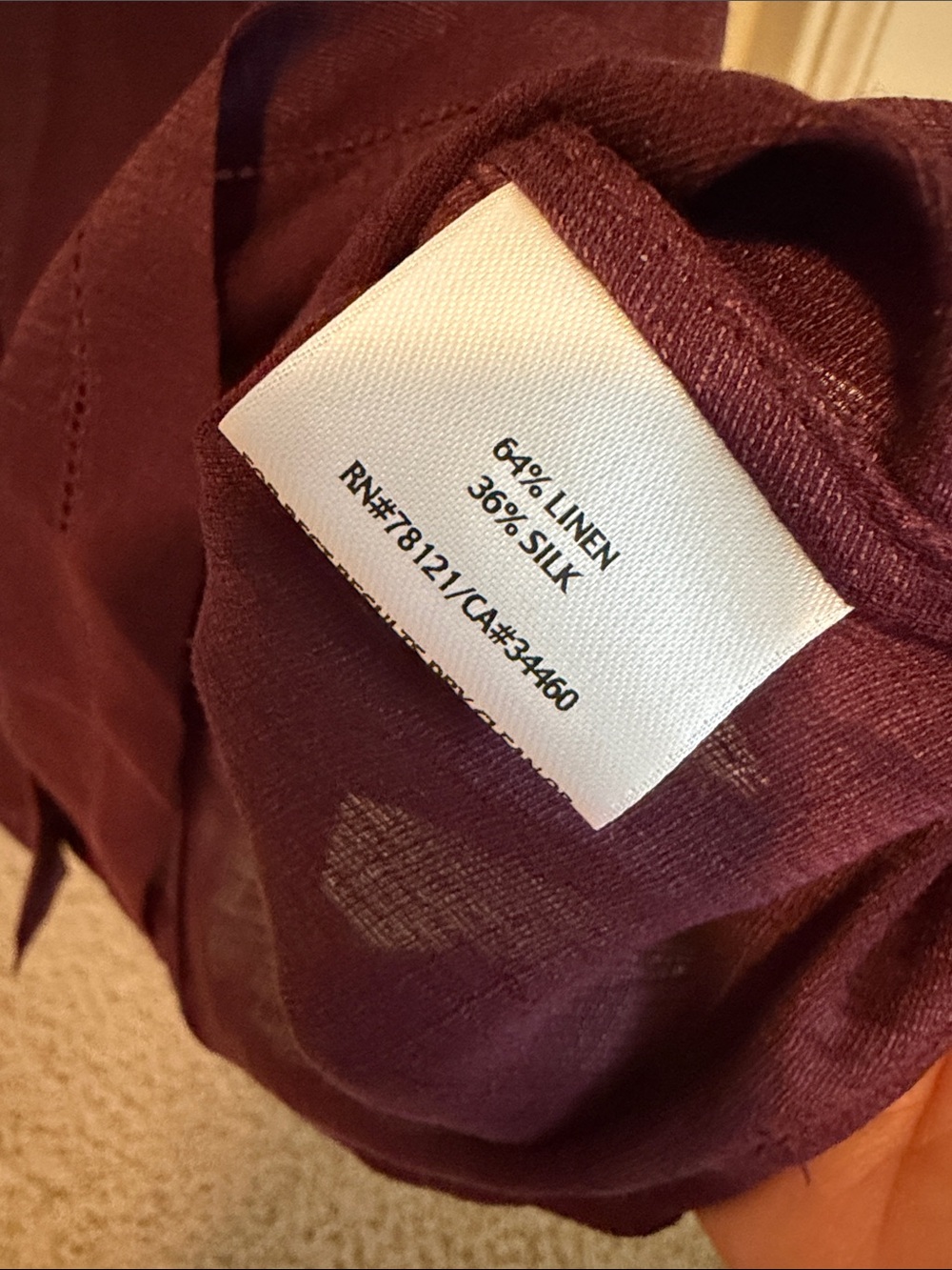 EILEEN FISHER Plum Linen Button-Front Shirt - Picture 7 of 7